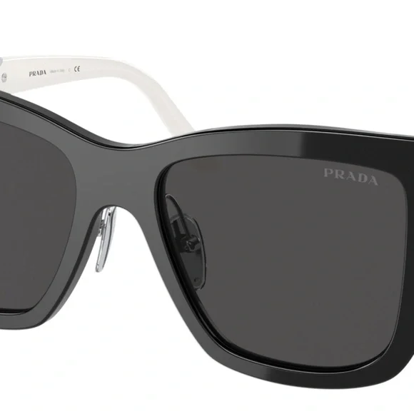 Prada Triangle Logo Square Acetate & Metal Sunglasses Slate Gray Lenses Sunglasses with triangle logo | PRADA  main image 4